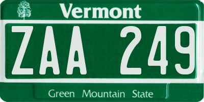 VT license plate ZAA249