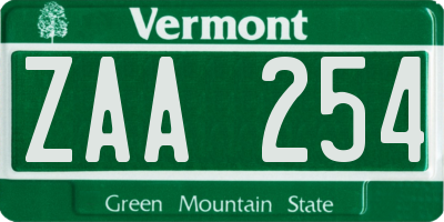 VT license plate ZAA254