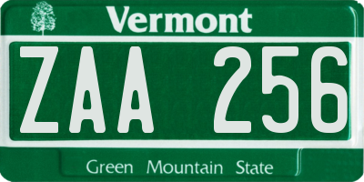 VT license plate ZAA256