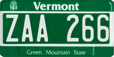 VT license plate ZAA266