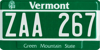 VT license plate ZAA267