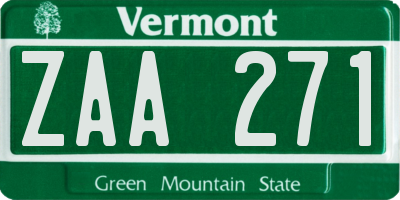 VT license plate ZAA271