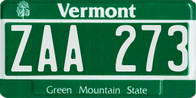 VT license plate ZAA273