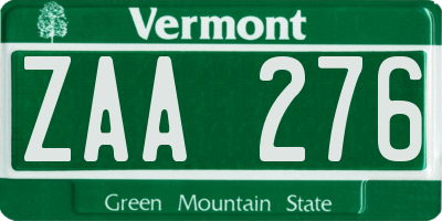 VT license plate ZAA276