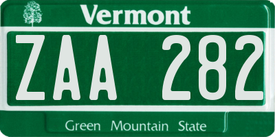 VT license plate ZAA282