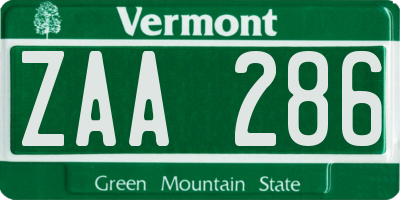 VT license plate ZAA286