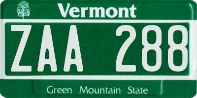 VT license plate ZAA288