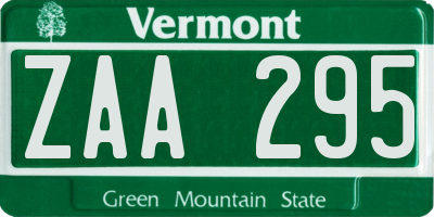 VT license plate ZAA295
