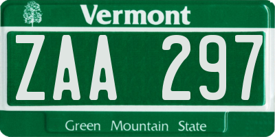 VT license plate ZAA297
