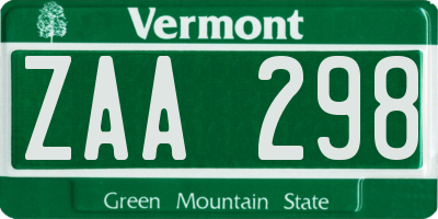 VT license plate ZAA298