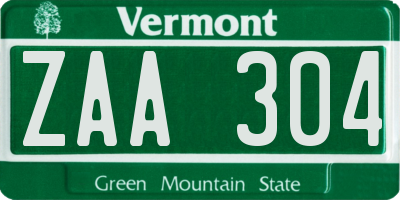 VT license plate ZAA304