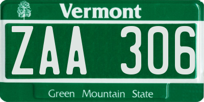 VT license plate ZAA306