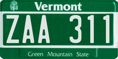 VT license plate ZAA311