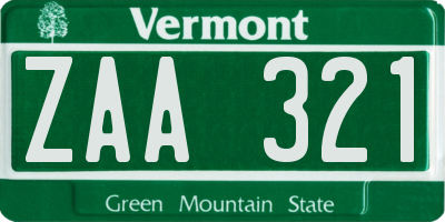 VT license plate ZAA321
