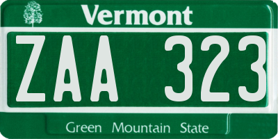 VT license plate ZAA323