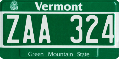 VT license plate ZAA324