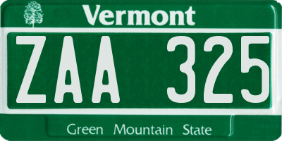 VT license plate ZAA325