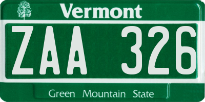 VT license plate ZAA326