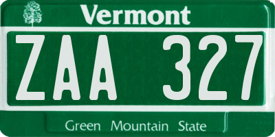 VT license plate ZAA327