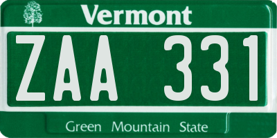 VT license plate ZAA331