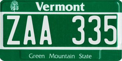 VT license plate ZAA335
