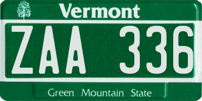 VT license plate ZAA336