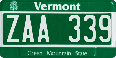 VT license plate ZAA339