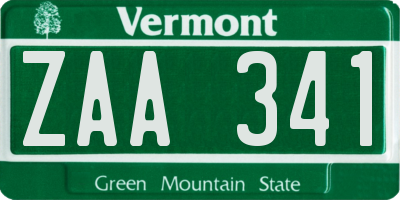 VT license plate ZAA341