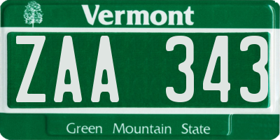 VT license plate ZAA343