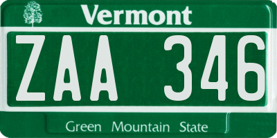 VT license plate ZAA346