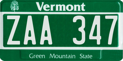 VT license plate ZAA347