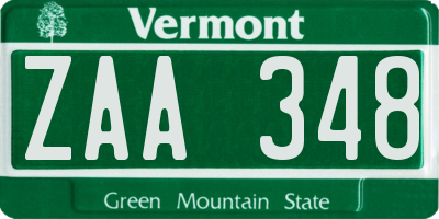 VT license plate ZAA348