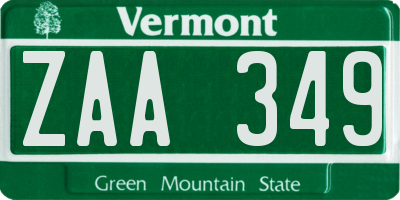 VT license plate ZAA349