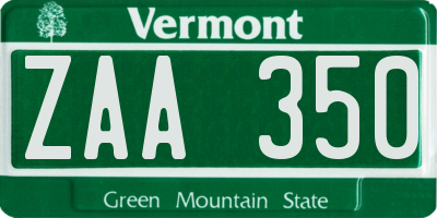 VT license plate ZAA350