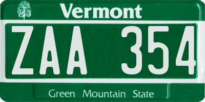 VT license plate ZAA354