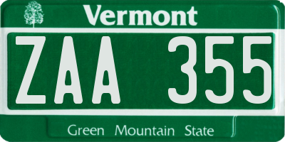 VT license plate ZAA355