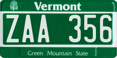 VT license plate ZAA356