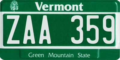 VT license plate ZAA359