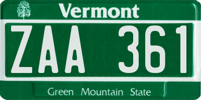 VT license plate ZAA361