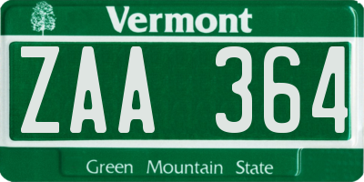 VT license plate ZAA364