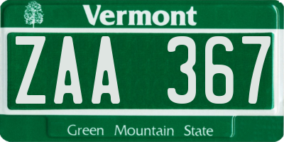 VT license plate ZAA367