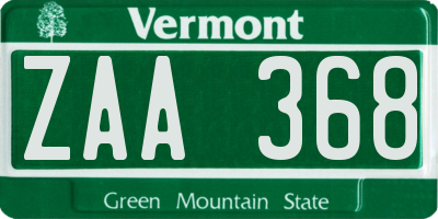 VT license plate ZAA368