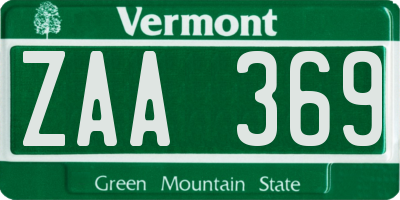 VT license plate ZAA369