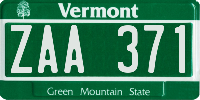 VT license plate ZAA371