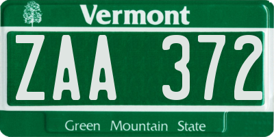 VT license plate ZAA372