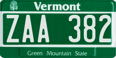 VT license plate ZAA382