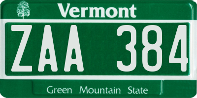 VT license plate ZAA384