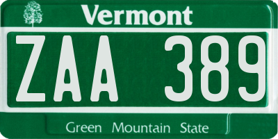 VT license plate ZAA389