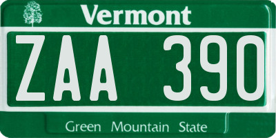 VT license plate ZAA390