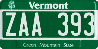 VT license plate ZAA393